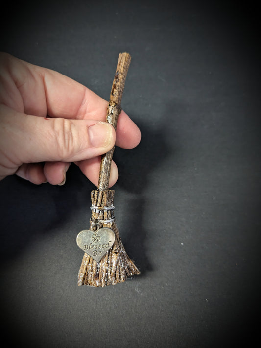 Small Witch Broomstick with Charm - Blessed Be image 0