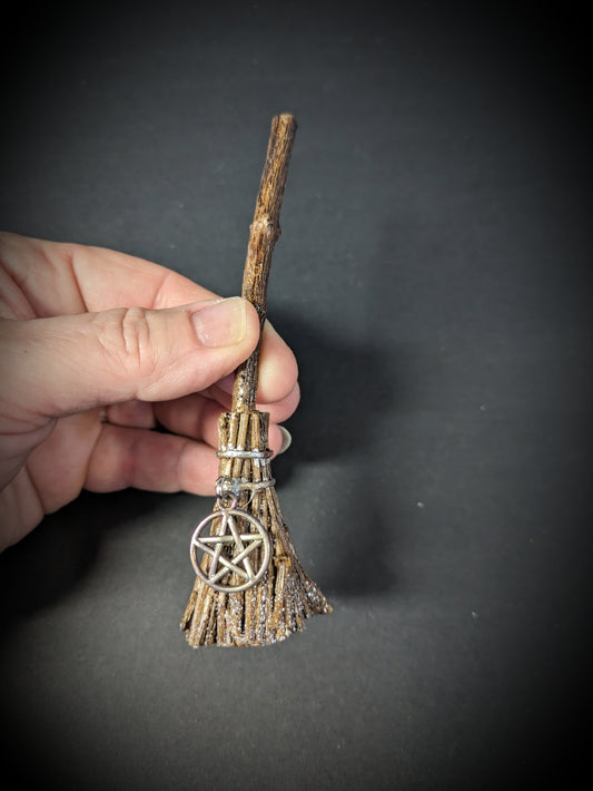 Small Witch Broomstick with Charm - Pentagram image 0