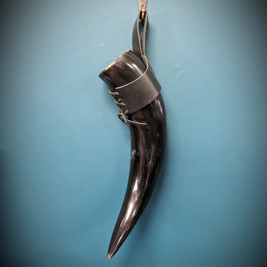 Horn with leather strap image 1