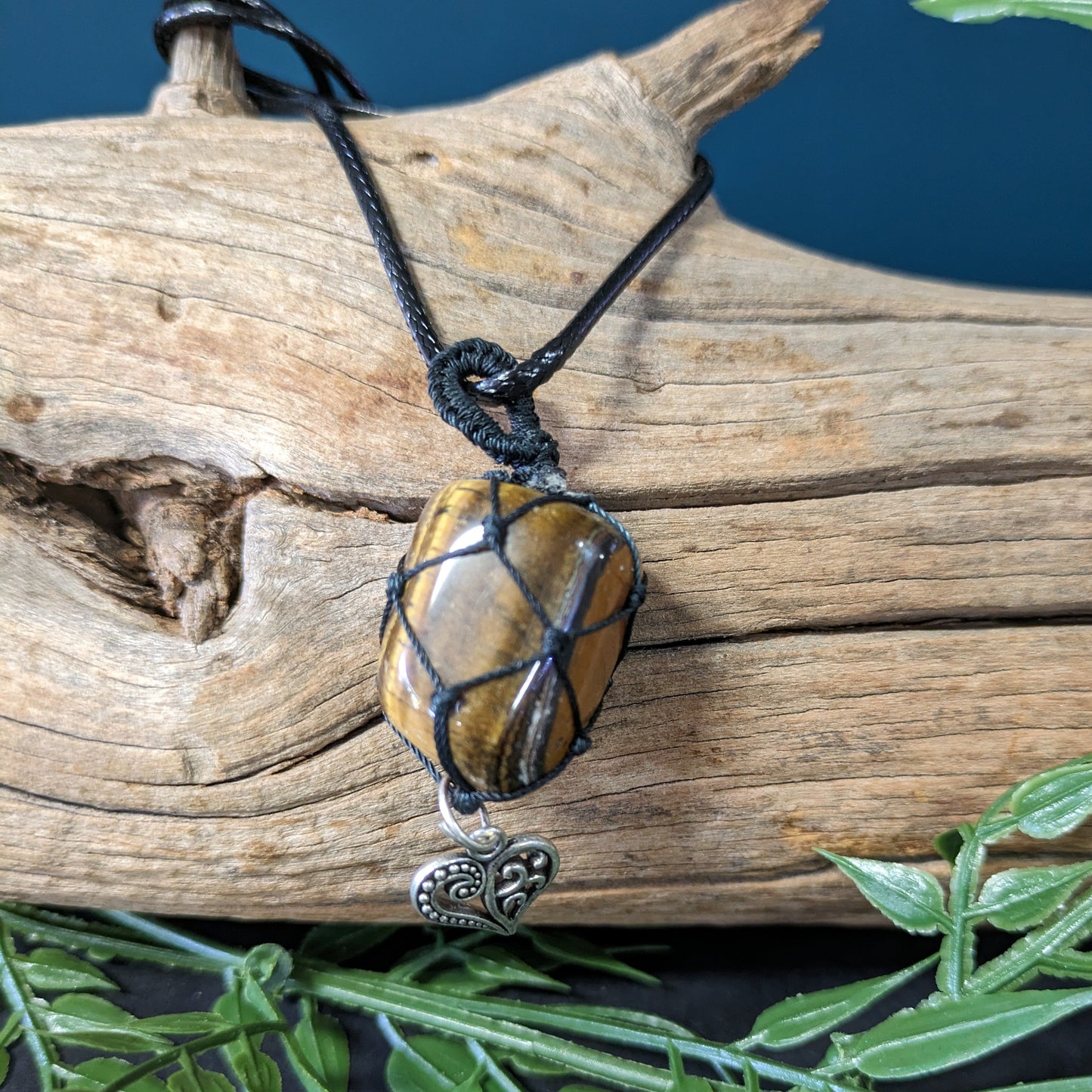 Tiger Eye Crystal with Heart Pendant Necklace image 0
