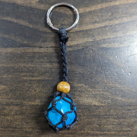 Macrame key chain holder for Crystal - Black image 0