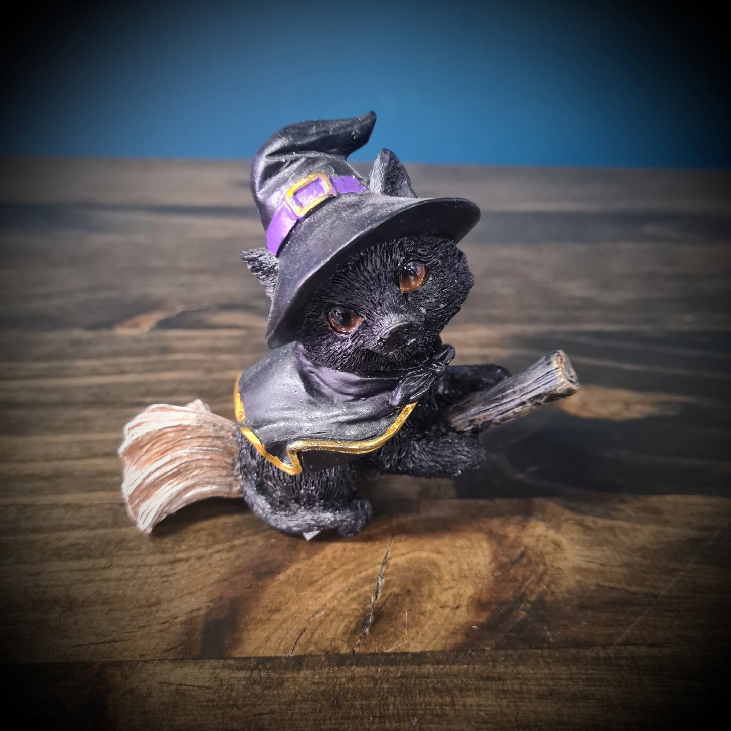 Witch Cat on Broom - Purple image 0