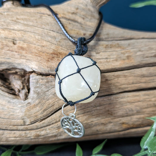 Yellow Aventurine Crystal with Tree of Life Pendant Necklace image 0
