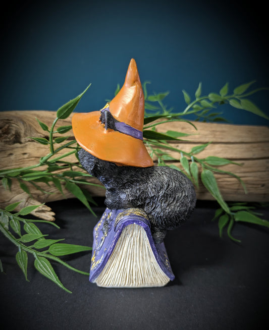 Witch Cat on Spell Book - Orange Hat image 1