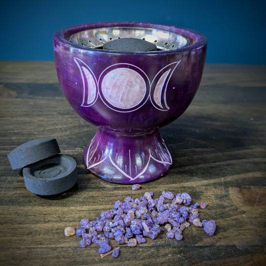 Triple Moon Soapstone Dish - Purple image 0