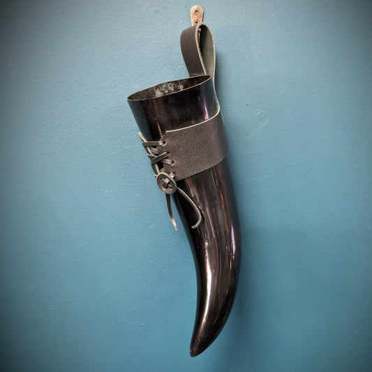 Horn with leather strap image 1