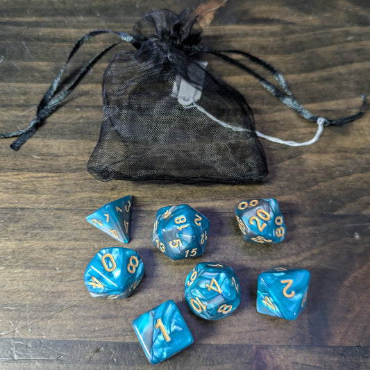 D&D Dice & Mesh bag - Turquoise image 0