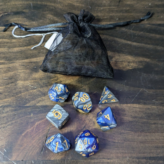 D&D Dice & Mesh bag- Blue image 0