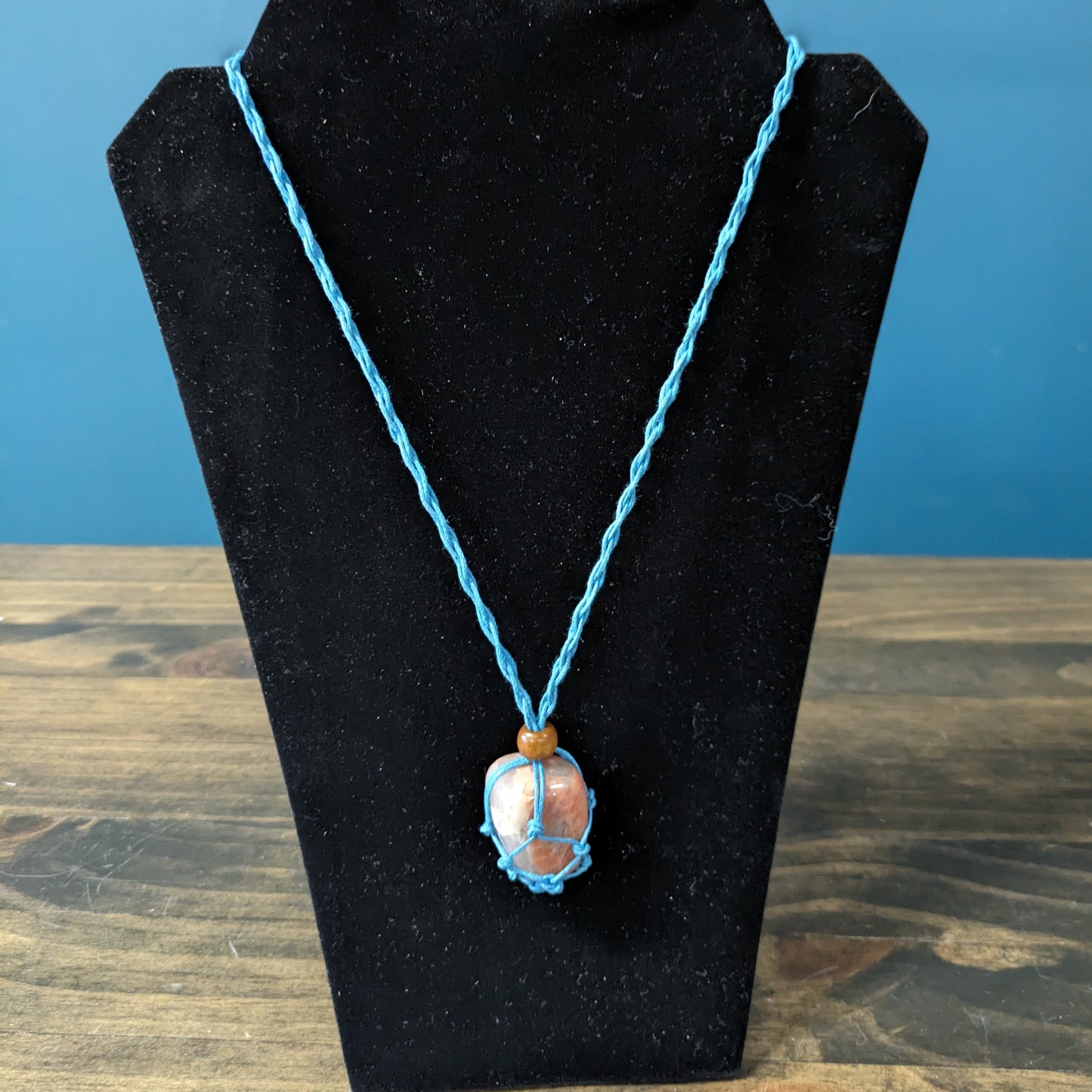 Macrame Necklace - Blue image 0