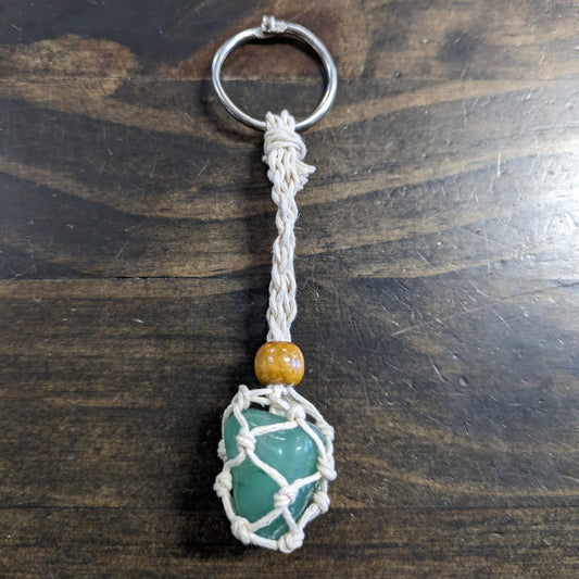 Macrame key chain Crystal holder - Beige image 0