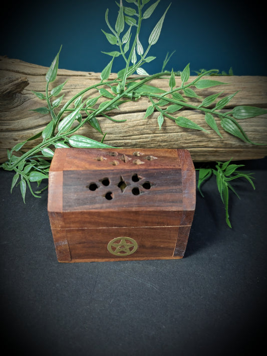 Cone Incense Wooden Burner - Pentagram image 1