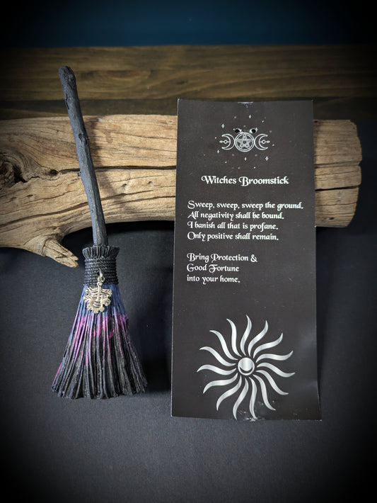 Witch Broomstick with Charm - Greenman image 0