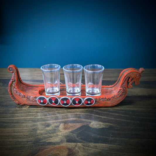 Medieval Viking Longship with Shot Glasses image 0