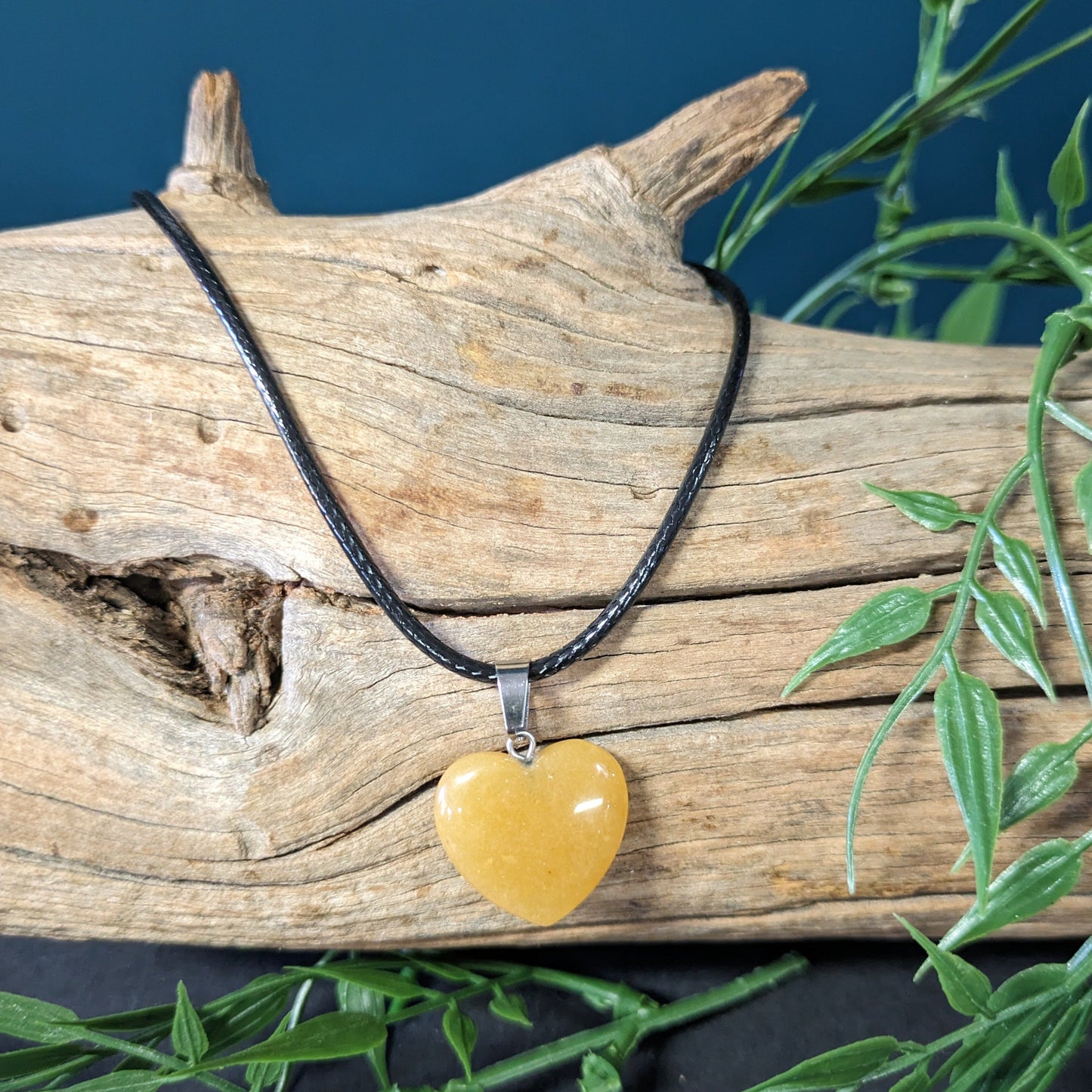 Yellow Jade Crystal Heart Necklace image 0