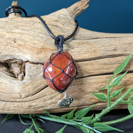 Carnelian Crystal with Love heart Pendant Necklace image 0