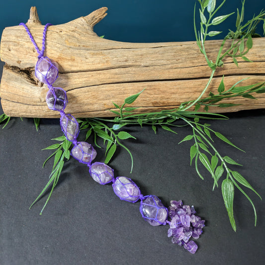 Amethyst Crystals set in Macrame image 0