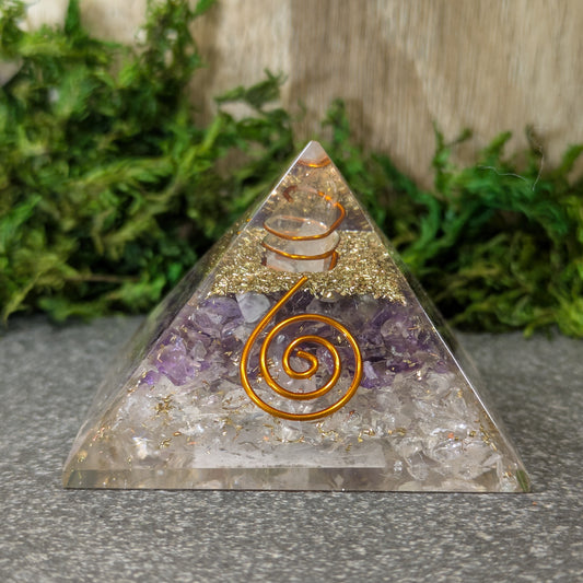 Amethyst & Clear Quartz Organite