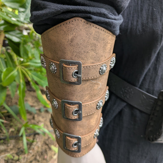 Medieval Bracers - brown suede look with buckle