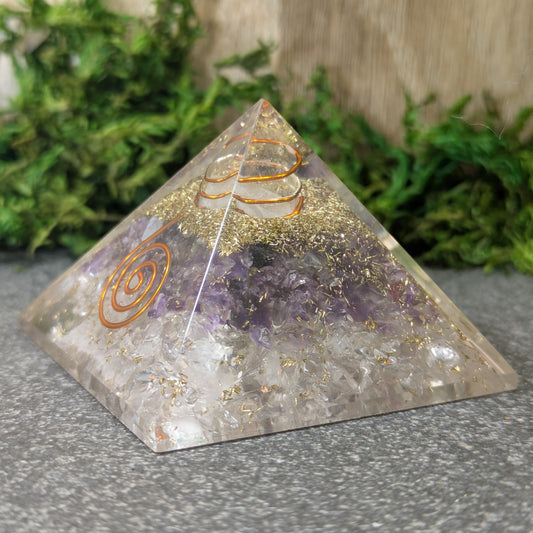Amethyst & Clear Quartz Organite