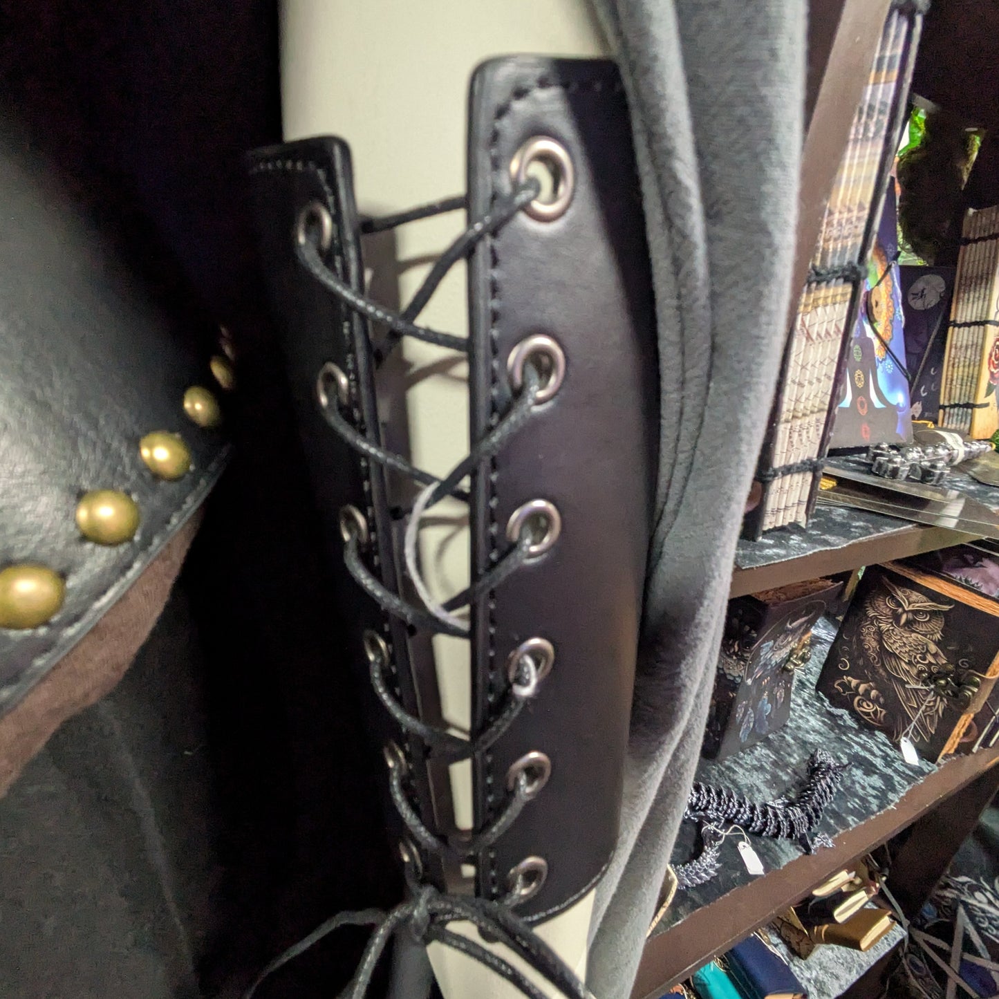 Medieval Dragon Bracers with Studs - black