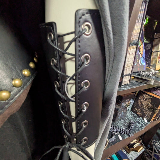 Medieval Dragon Bracers with Studs - black