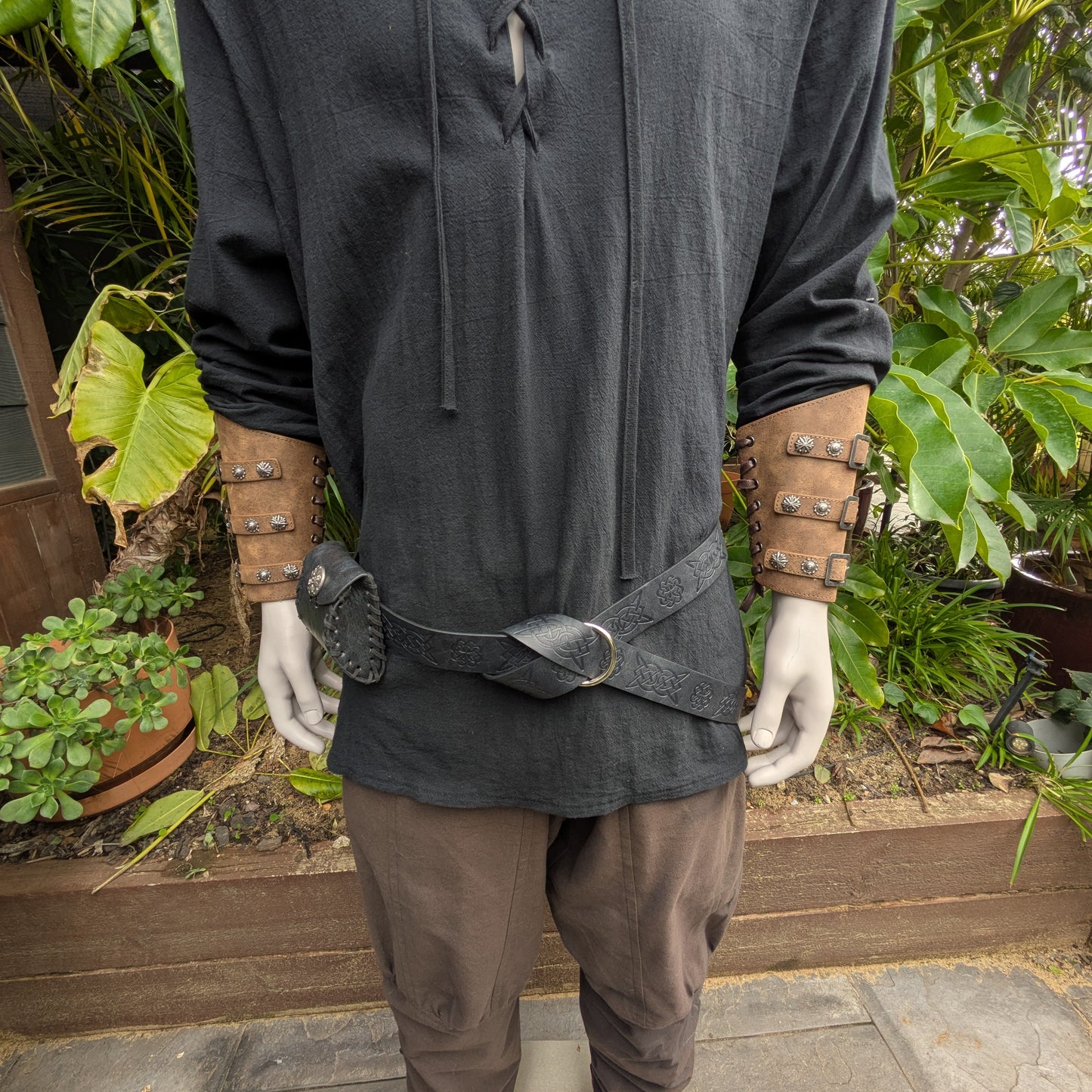 Medieval Bracers - brown suede look with buckle