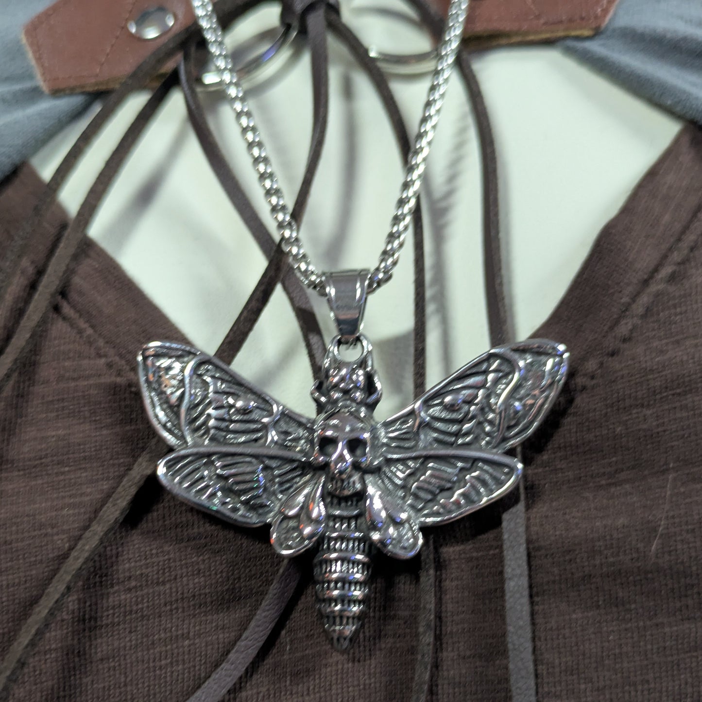 Gothic Skull Moth Necklace