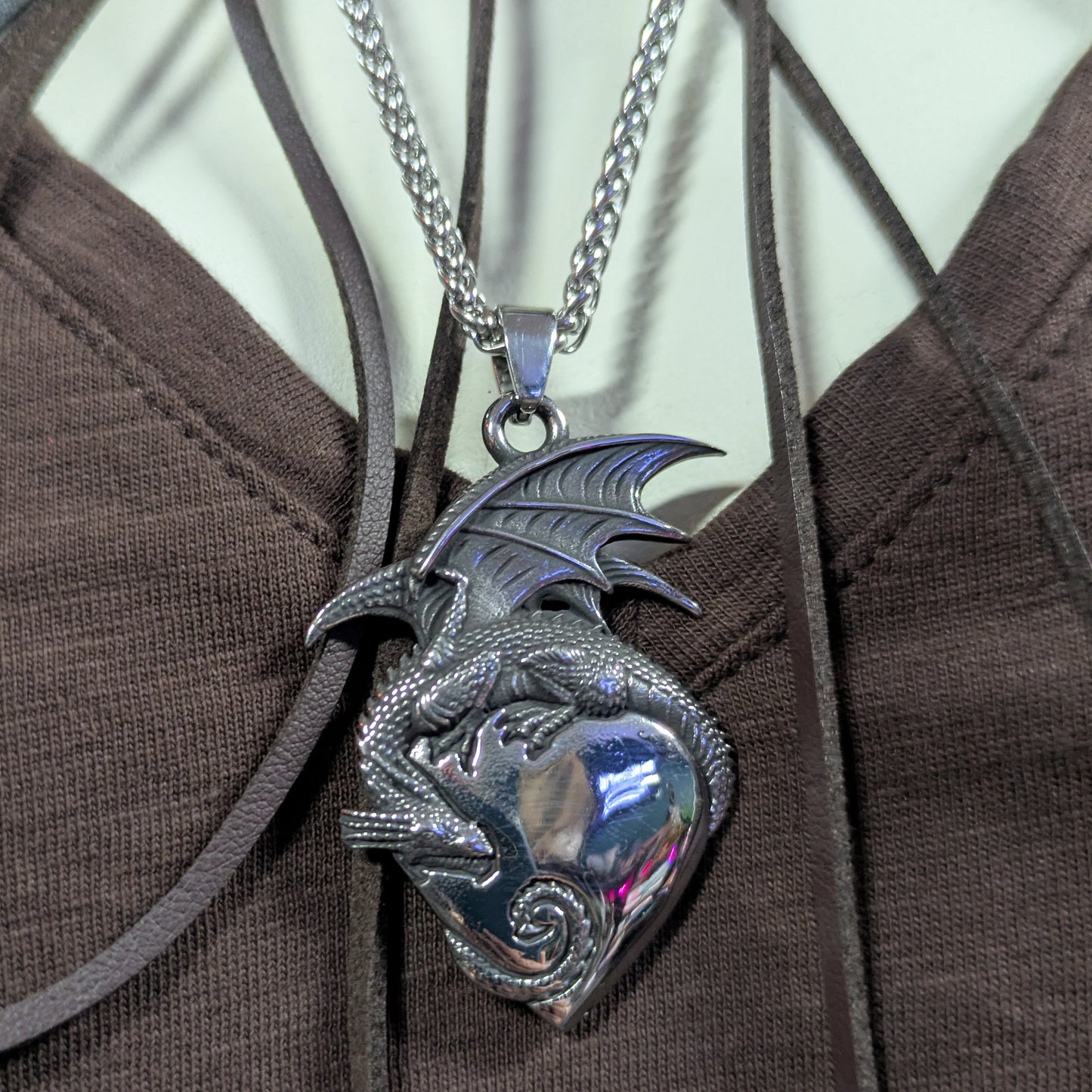Dragon on Heart Necklace