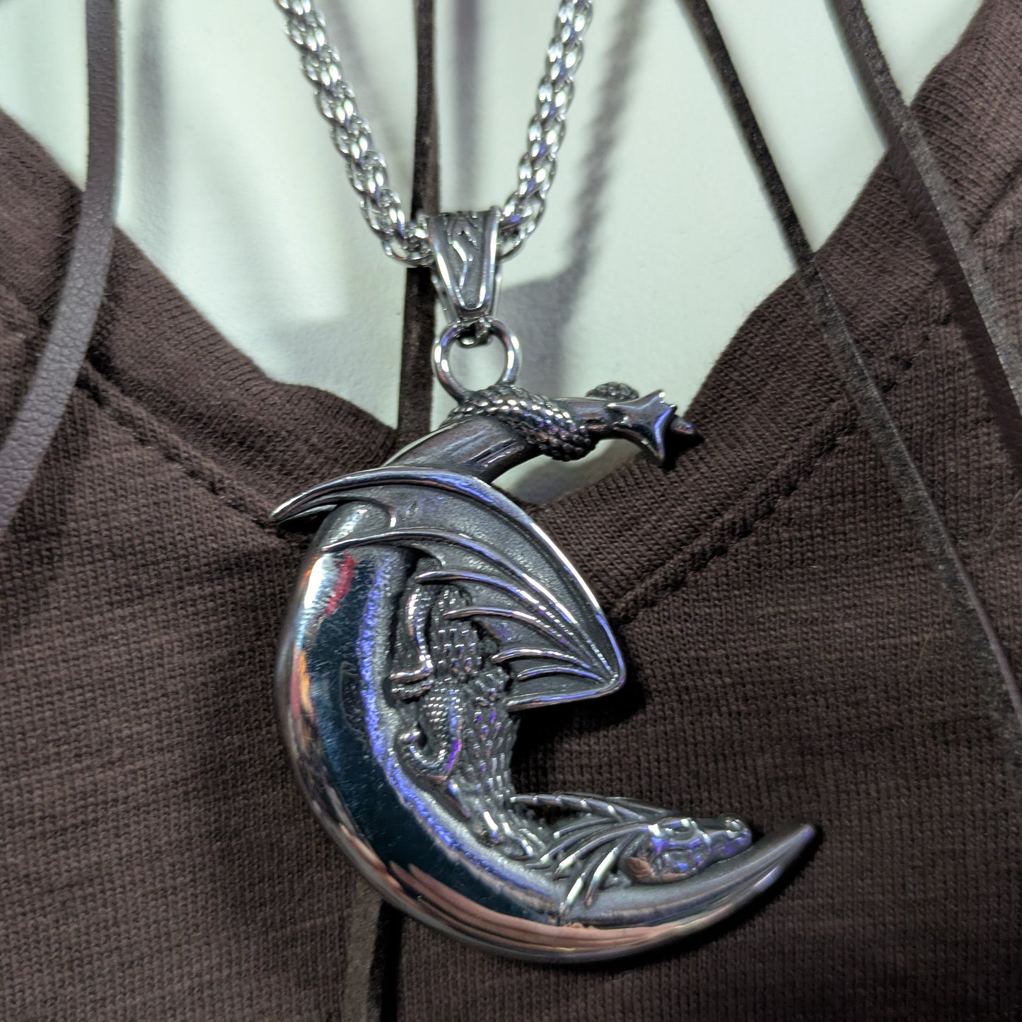 Dragon on Moon Necklace