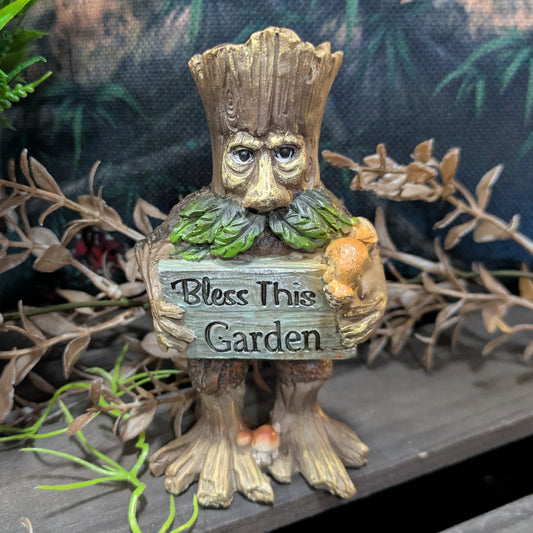 Treeman with Bless this Garden Sign
