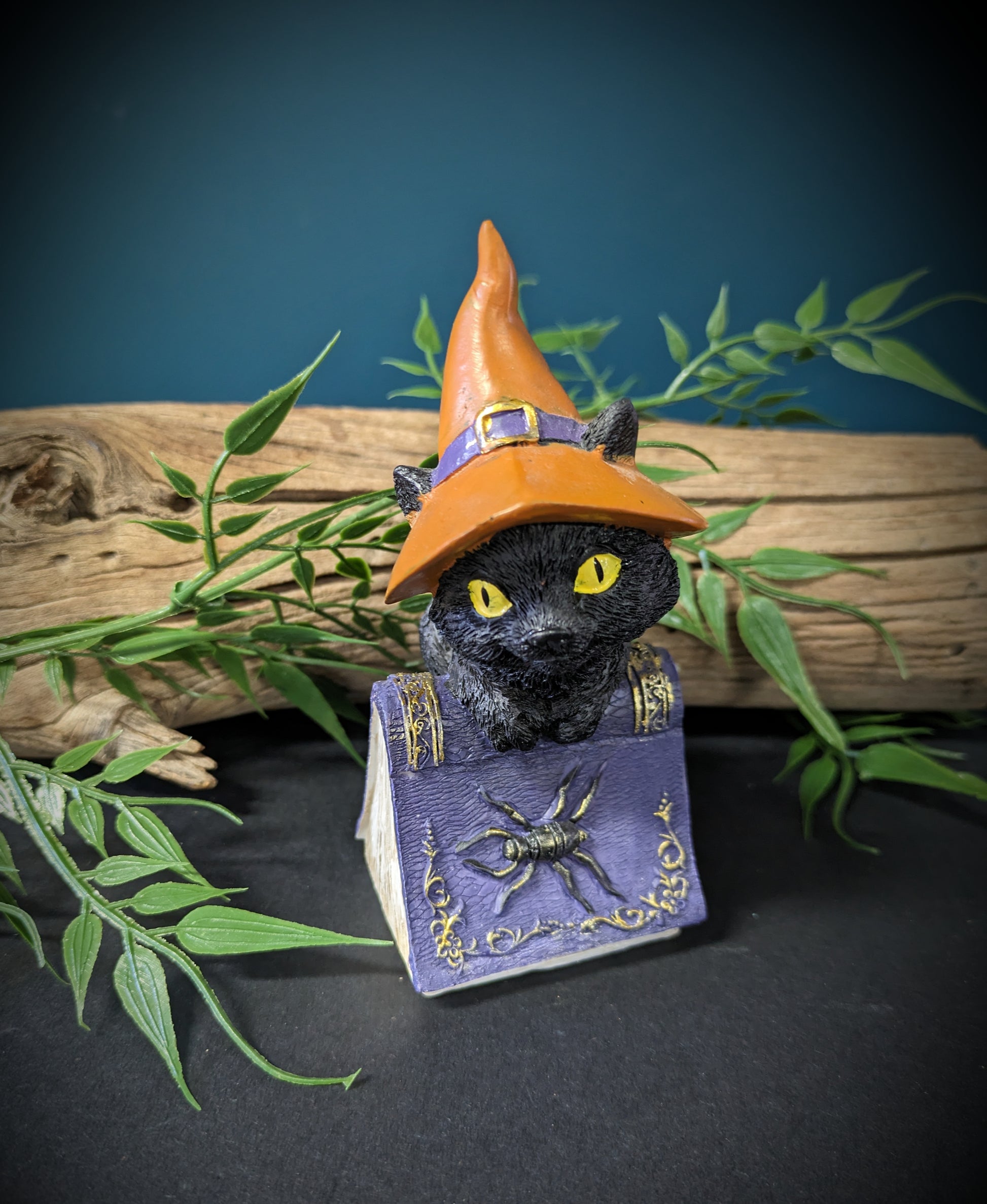 Witch Cat on Spell Book - Orange Hat image 0
