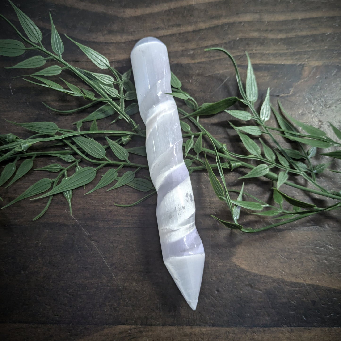 Selenite Spiral Wand with Point image 0