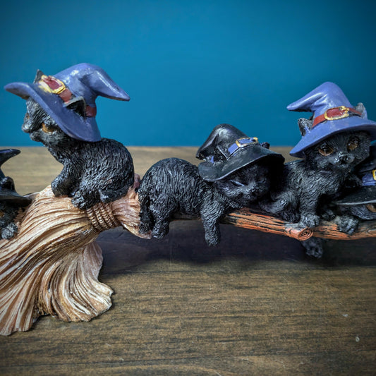 5 Witches Cats Riding a Broom image 1
