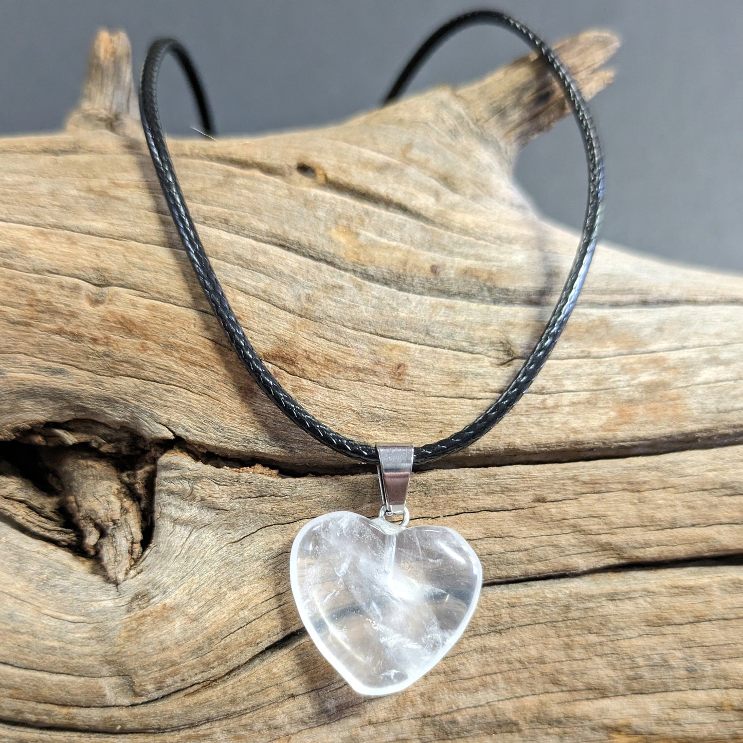 Clear Quartz Crystal Heart Necklace image 0