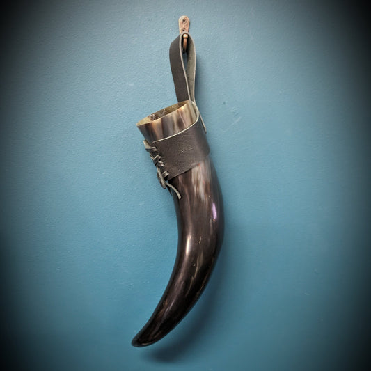 Horn with leather strap image 1