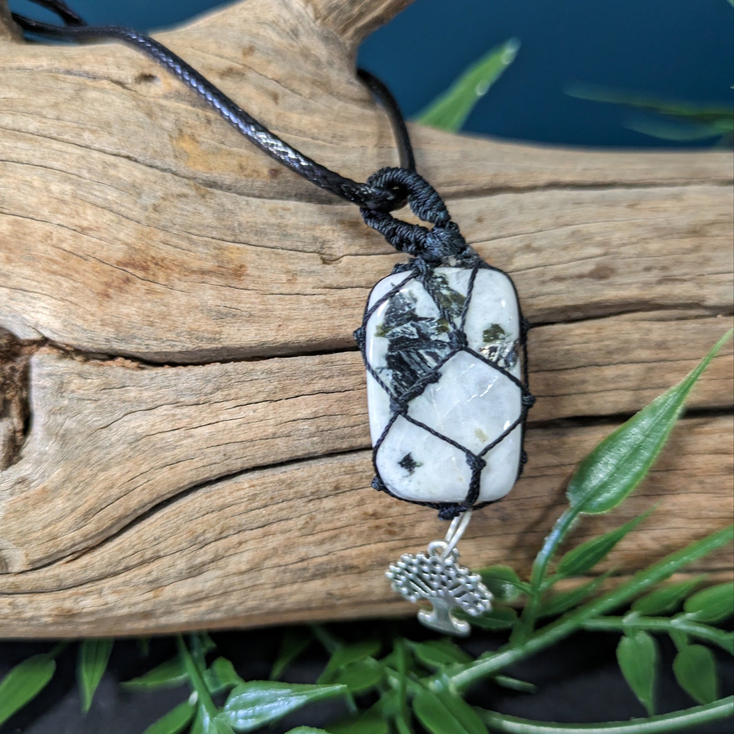 Moonstone Crystal with Tree of Life Pendant Necklace image 0