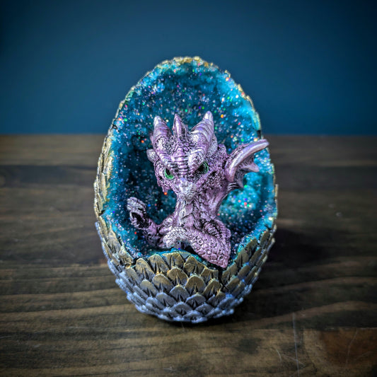 Baby Purple Dragon in LED Resin Egg image 0