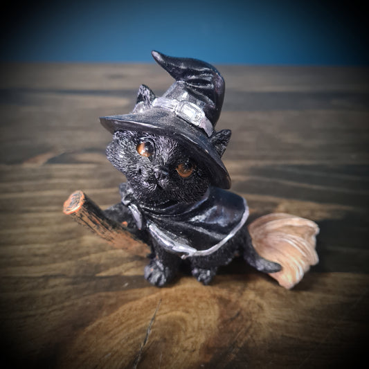 Witch Cat on Broom - Silver image 0