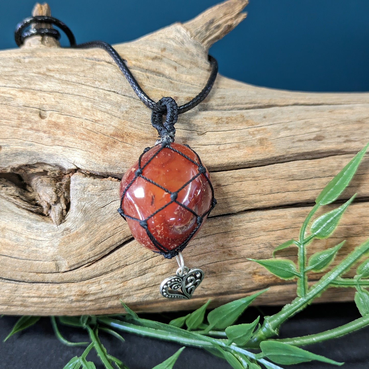 Carnelian Crystal with Love heart Pendant Necklace image 0