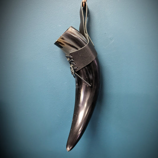 Horn with leather strap image 1