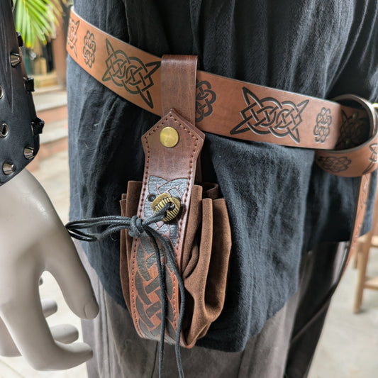Belt and Money Pouch - Brown