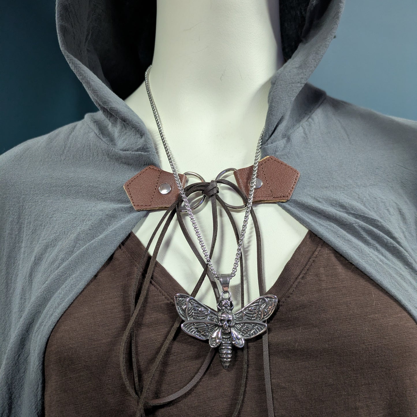 Gothic Skull Moth Necklace