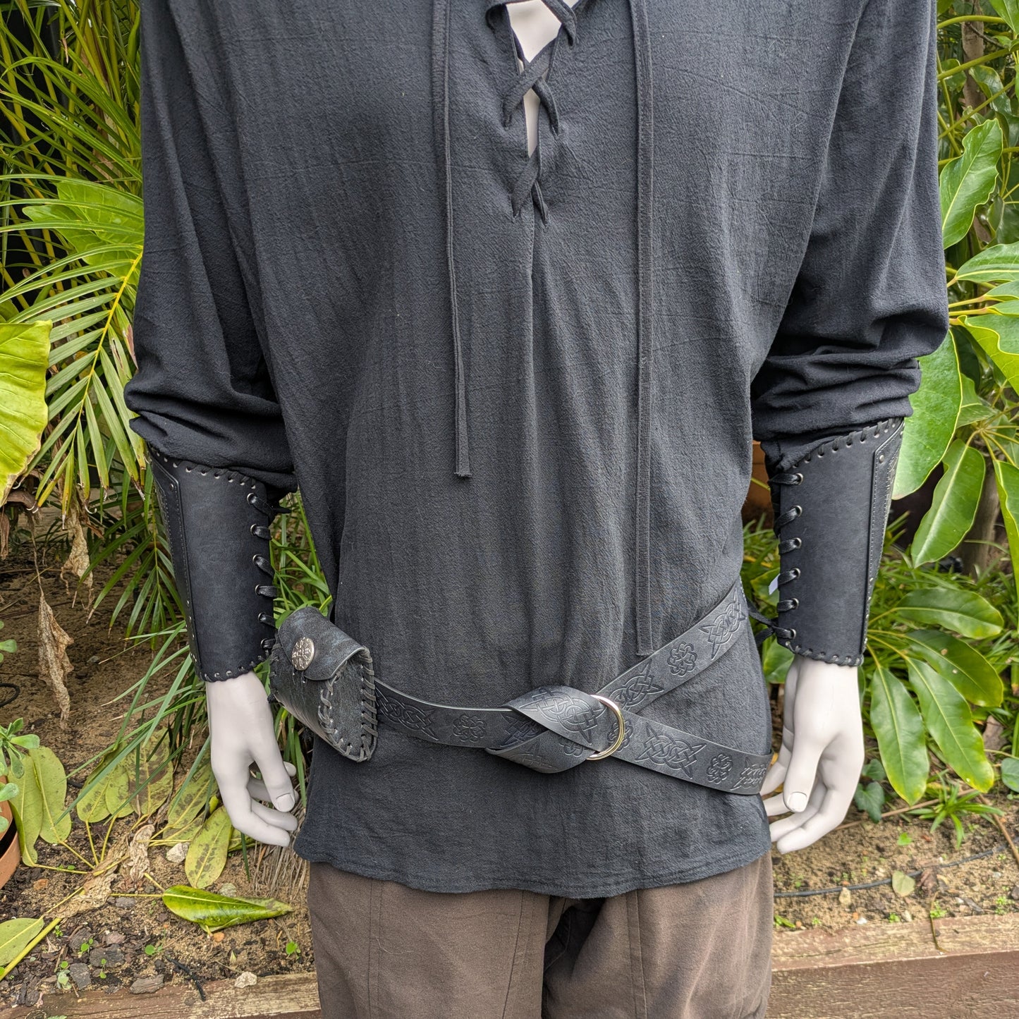 Medieval Bracers - black with Rune symbols