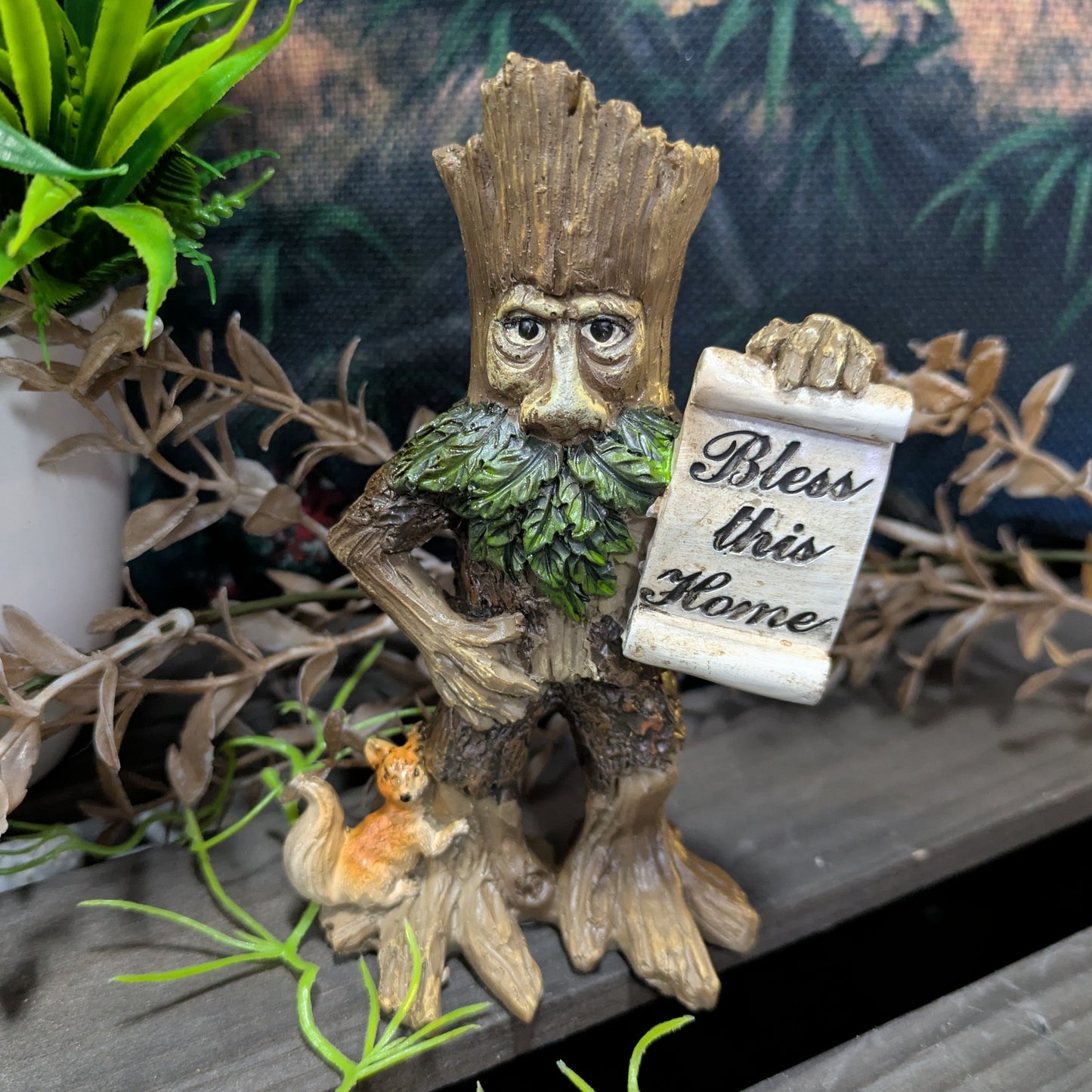 Treeman with Bless this House scroll