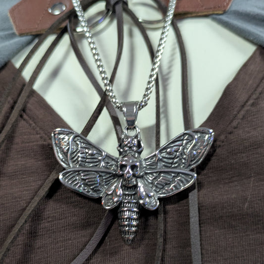 Gothic Skull Moth Necklace